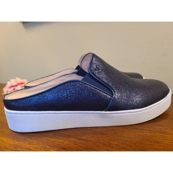 Vionic DAKOTA METALLIC NAVY BLUE Slip On Clogs Mule Flat Womens Size 9.5 - Picture 5 of 13